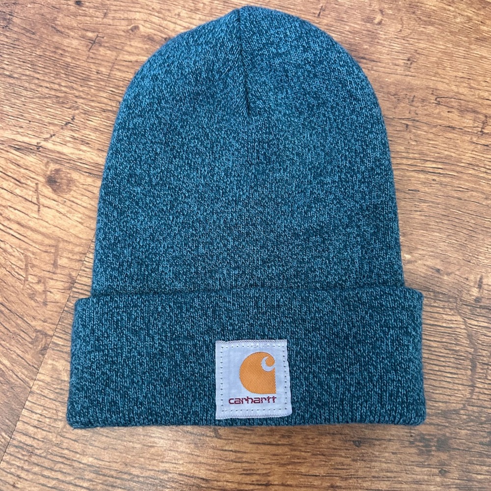 Carhartt A18 Acrylic Watch Hat Beanie Teal Blue Marl Knit Logo Patch OSFM